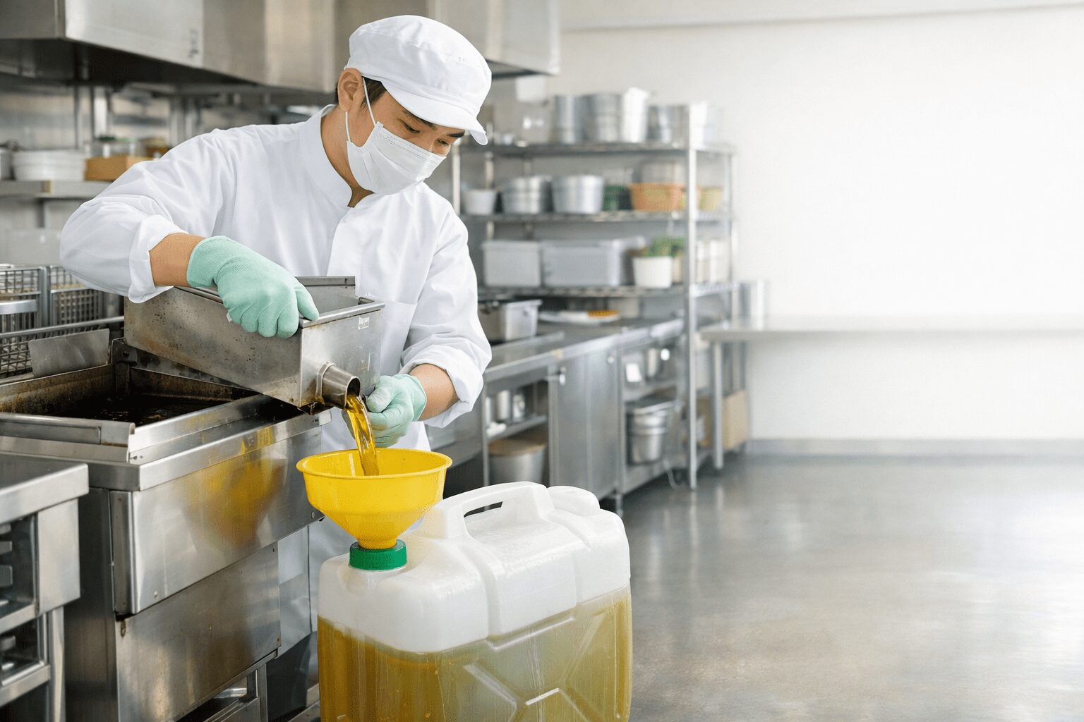 料理油の移し替え作業