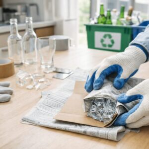 ガラスの破片処理とリサイクル