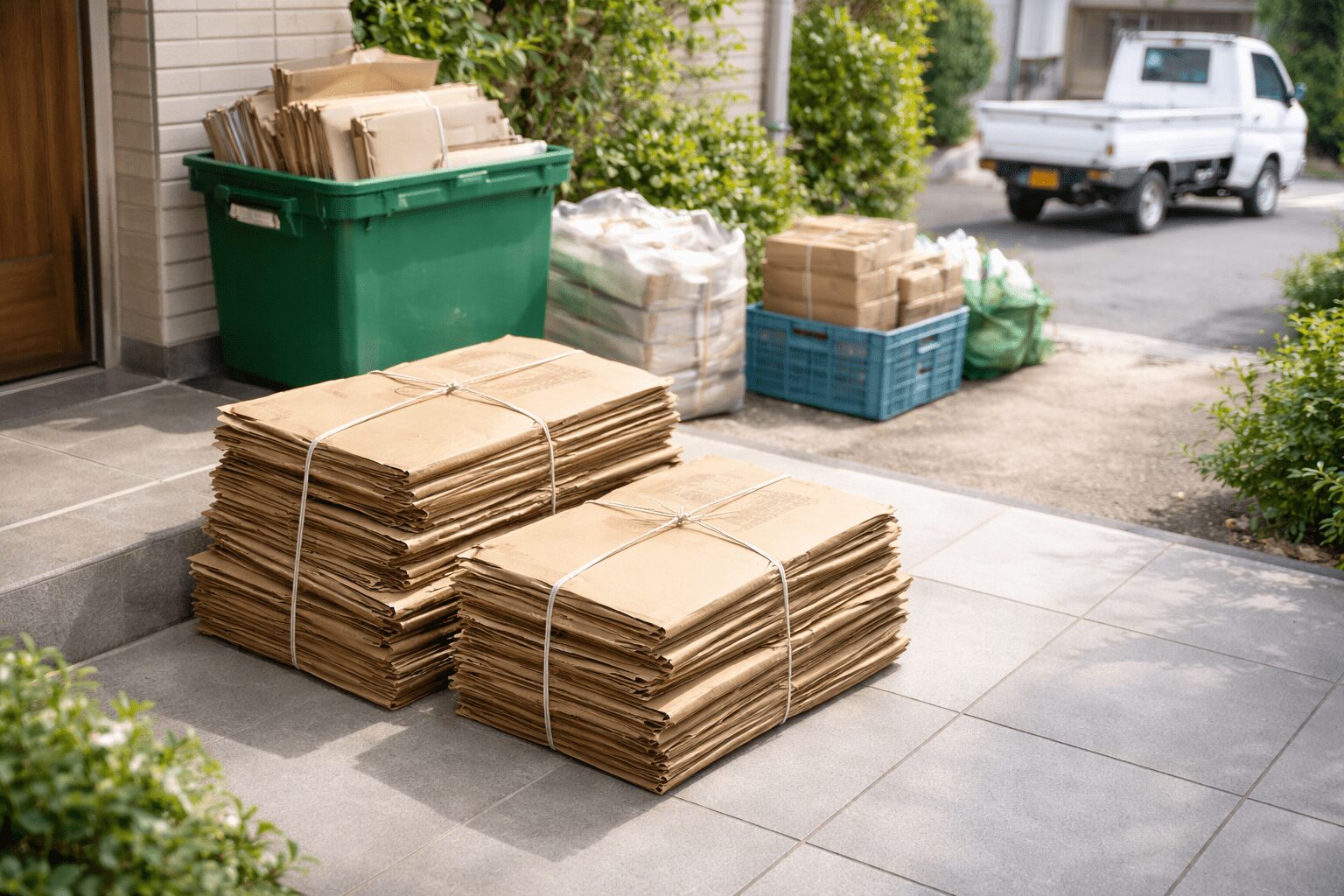 カードボックスとリサイクルの風景